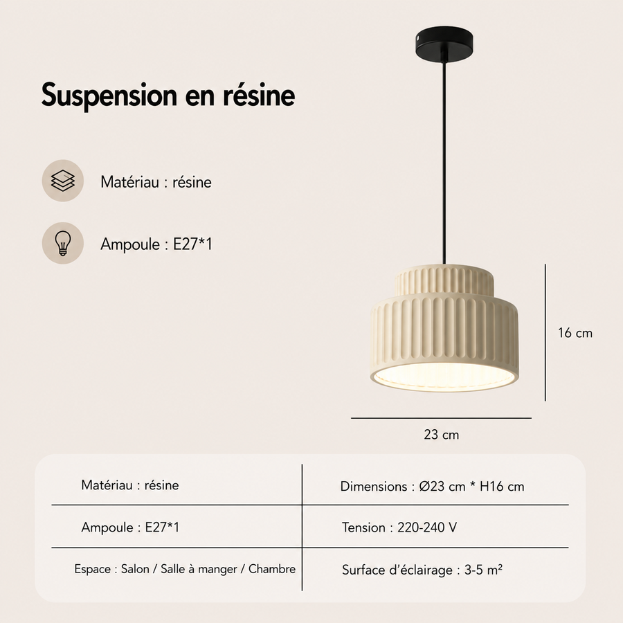 Stria Cylindre Fil Métallique Blanc et Doré