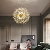 Lustre Suspension Sphère Cristal Étincelant et Métal Doré - Salon Salle à Manger — Novus