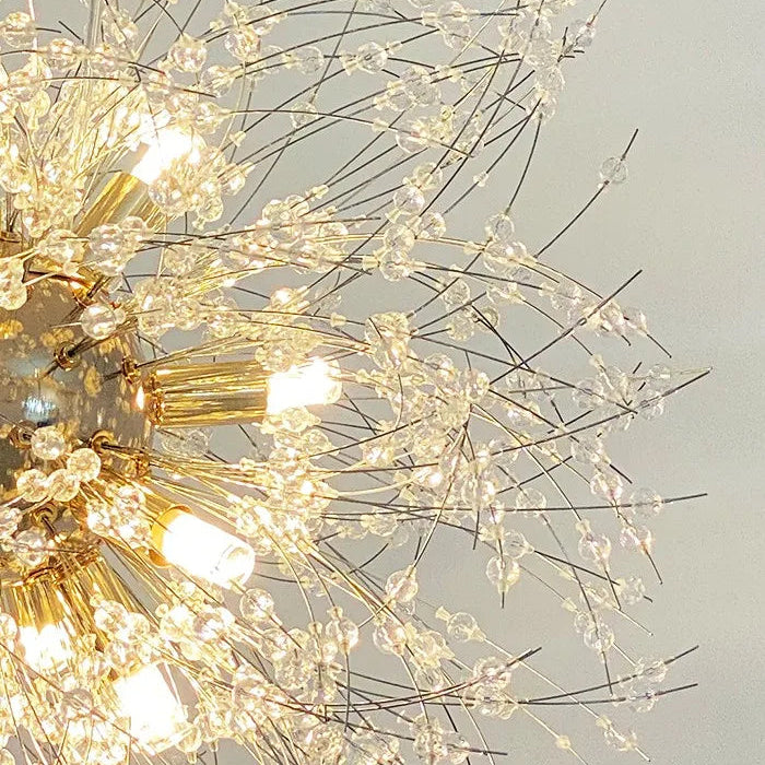 Lustre Suspension Sphère Cristal Étincelant et Métal Doré - Salon Salle à Manger — Novus