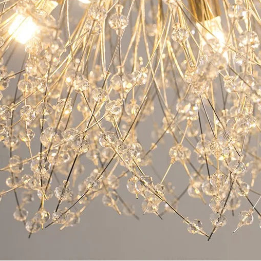 Lustre Suspension Sphère Cristal Étincelant et Métal Doré - Salon Salle à Manger — Novus