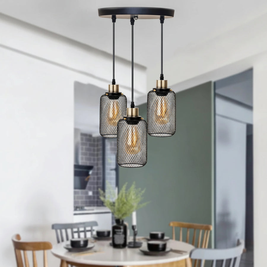 Suspension Cylindre Acier Noir Mat Industriel - Chambre Salon Cuisine — Vivo