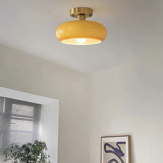Plafonnier Sphère Verre Opalin et Laiton Minimaliste Design Moderne Boule - Salon Salle à Manger Chambre — Vesta