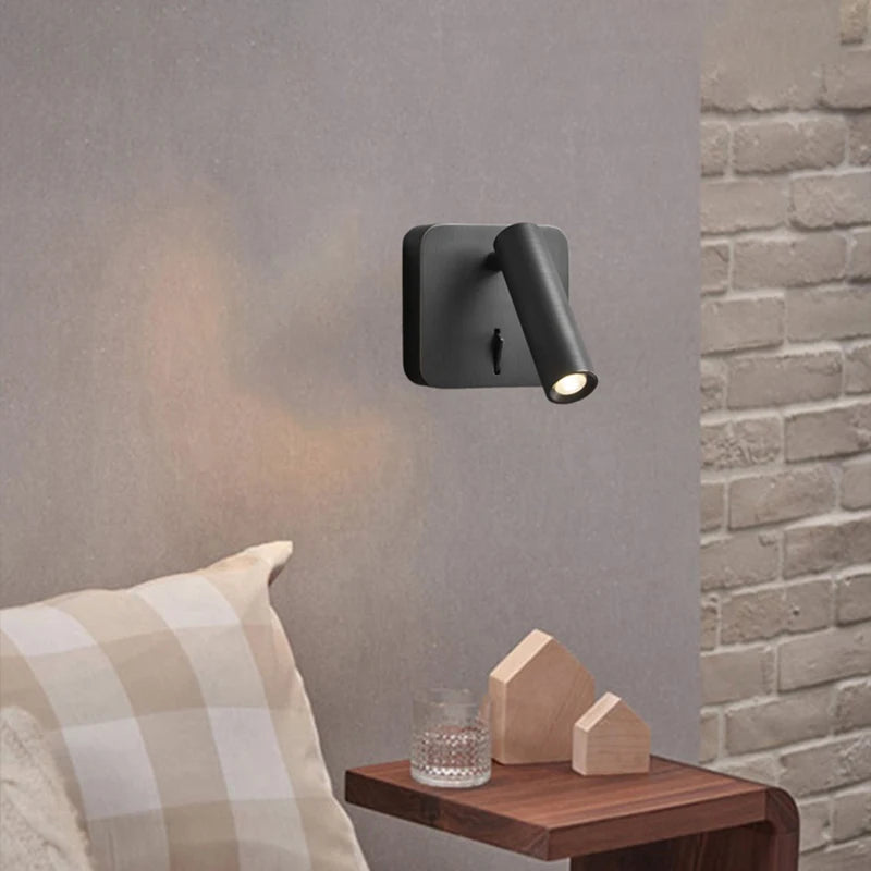 Applique Murale Cylindre Acier Noir Minimaliste Design Moderne Noire - Chambre Salle de Bain Salon — Grenat