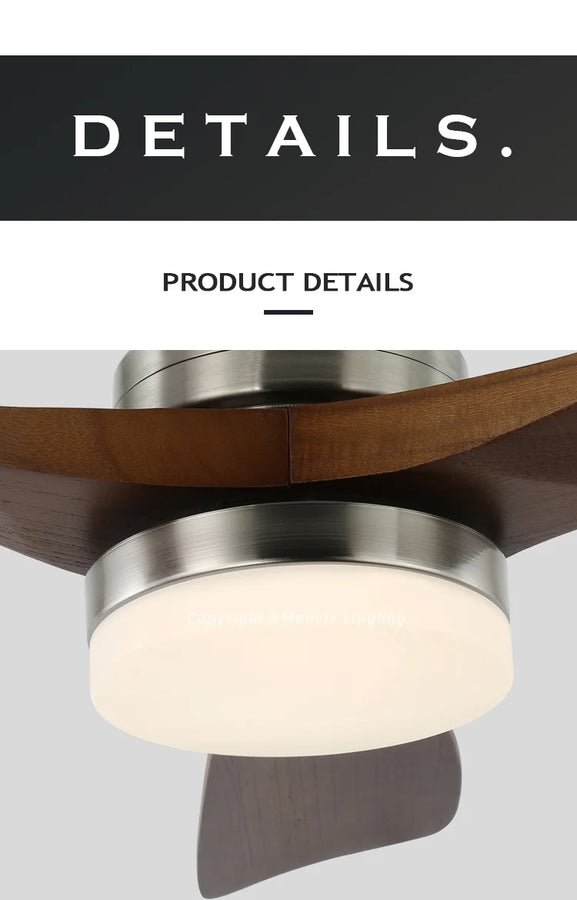 Ventilateur de Plafond Bois 3 Pales avec Éclairage