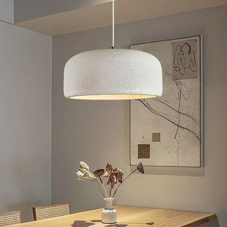 Suspension Cylindre Tissu Blanc Minimaliste Design - Chambre Salon Cuisine — Fulgor