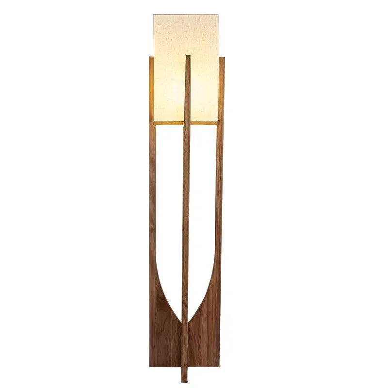 Lampadaire Géométrique Bois Naturel Minimaliste Design - Salon Bureau Chambre — Hexo