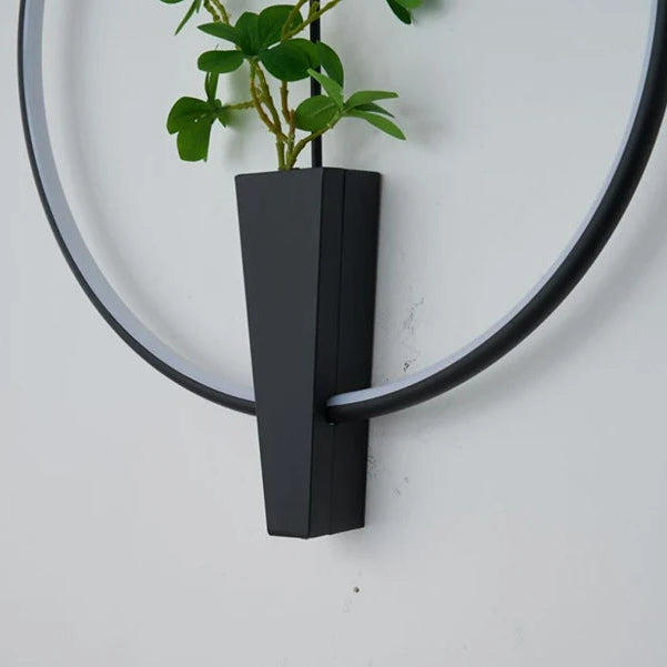 Applique Murale Anneau Métal Noir et Verre Épuré Design Moderne Noire Ronde - Chambre Salle de Bain Salon — Orbit