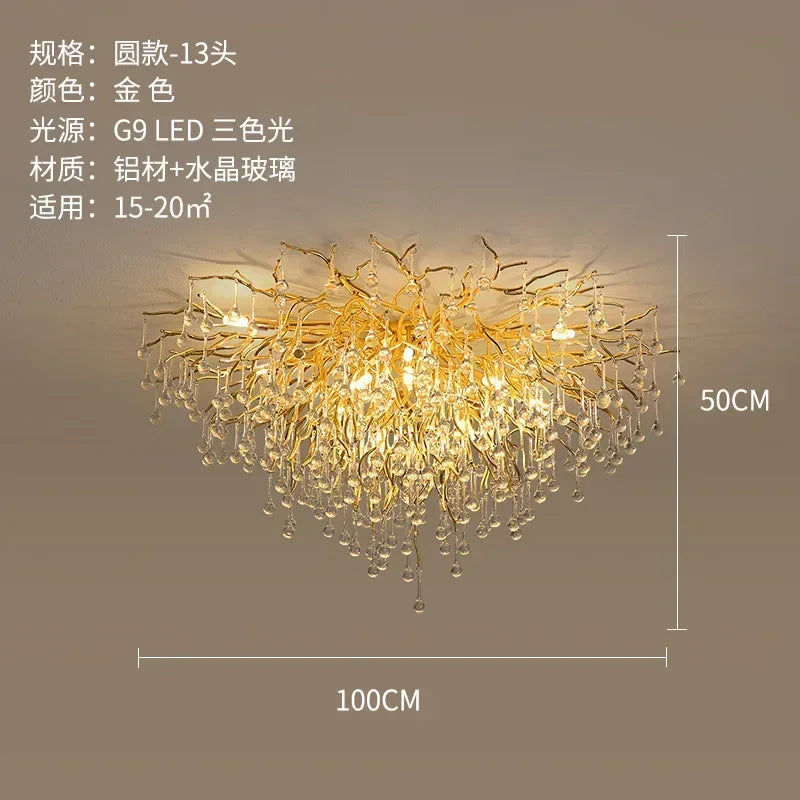 Randi Cascade Cristal et Métal Doré Luxueux
