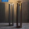 Lampadaire Cylindre Métal Noir et Verre Ambré - Salon Bureau Chambre — Prisme