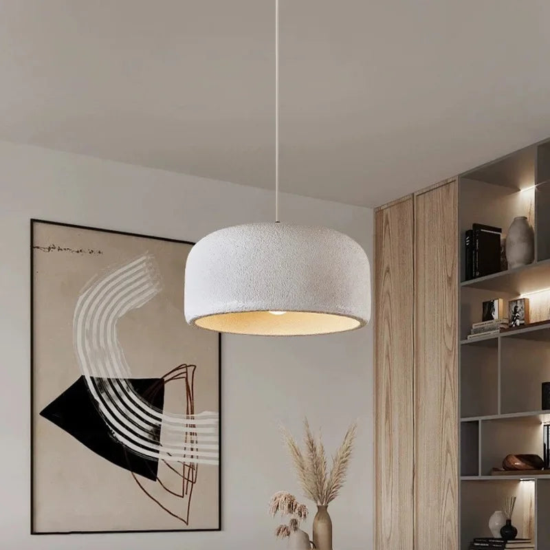 Suspension Cylindre Tissu Blanc Minimaliste Design - Chambre Salon Cuisine — Fulgor