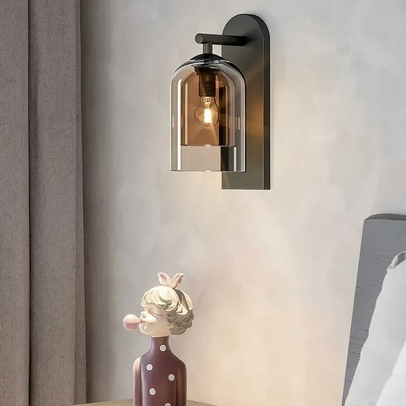 Orm Cloche Verre Fumé et Métal Noir