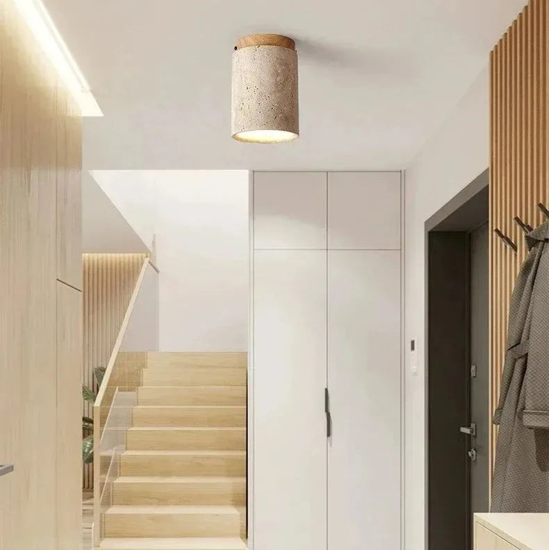 Plafonnier Cylindre Béton Blanc Minimaliste Design Moderne - Salle de Bain Salon Chambre — Thuban
