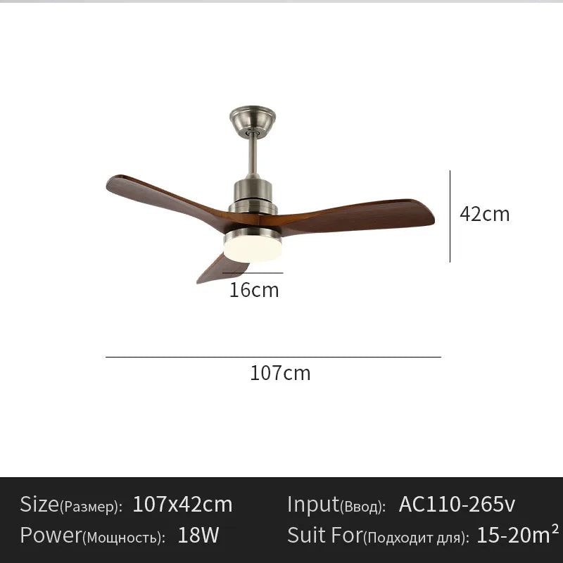 Ventilateur de Plafond Bois 3 Pales avec Éclairage