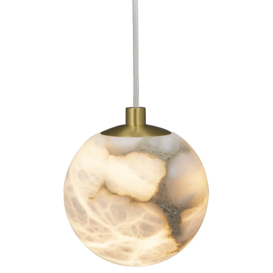 Lumis250 Sphère Albâtre Blanc et Laiton Épuré