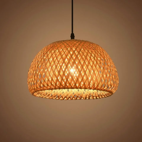 Suspension Dôme Bambou Tressé Naturel Épuré Design - Cuisine Chambre Salon — Adiza