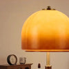 Lampe de Table Dôme Verre Ambré et Bois Sombre - Chambre Bureau Salon — Voûte