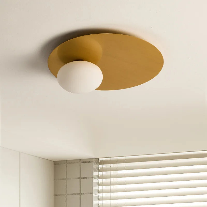 Plafonnier Disque Métal Doré Minimaliste Design Moderne - Salle de Bain Salon Chambre — Plateo