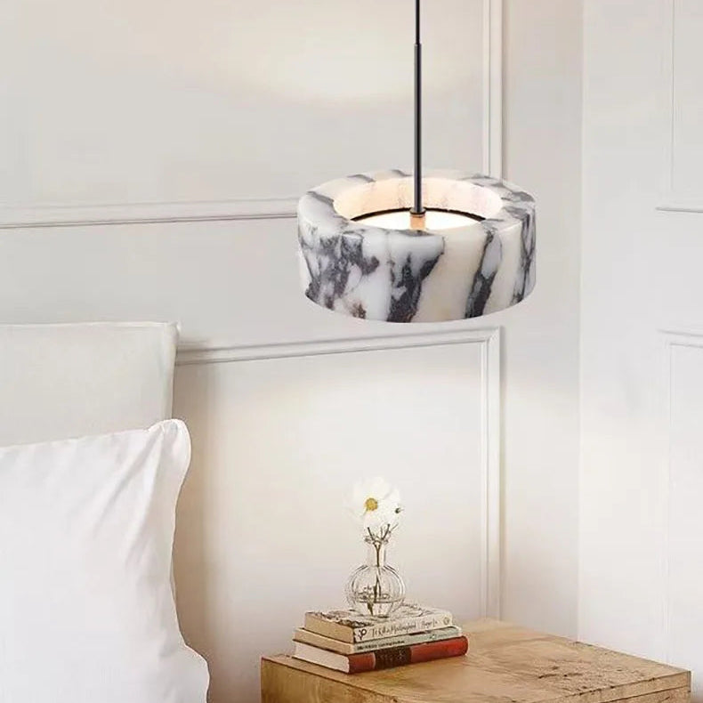 Suspension Cylindre Marbre Blanc Minimaliste Design - Chambre Salon Cuisine — Kyoto