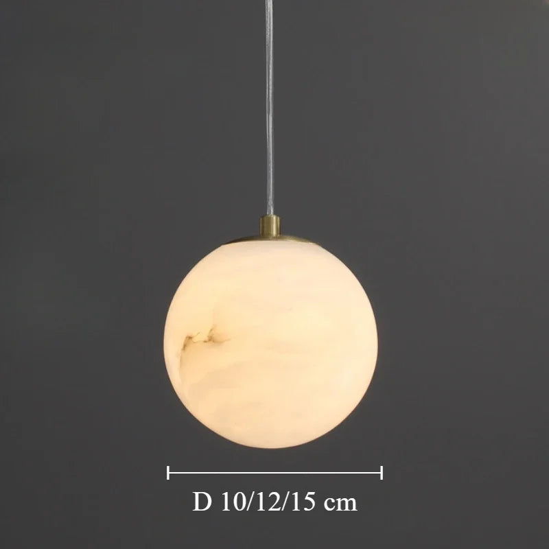 Lumis250 Sphère Albâtre Blanc et Laiton Épuré