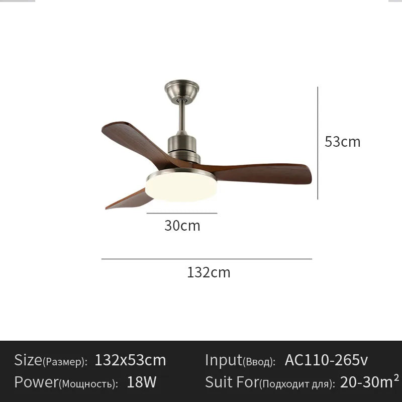 Ventilateur de Plafond Bois 3 Pales avec Éclairage