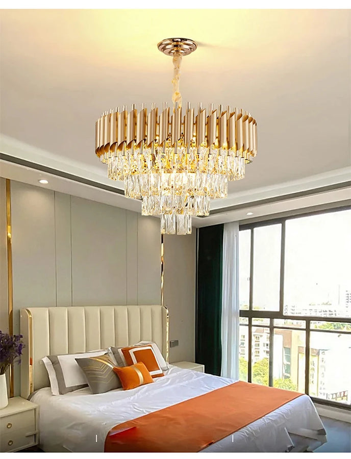 Luísa Cascade Cristal et Métal Doré Art Déco