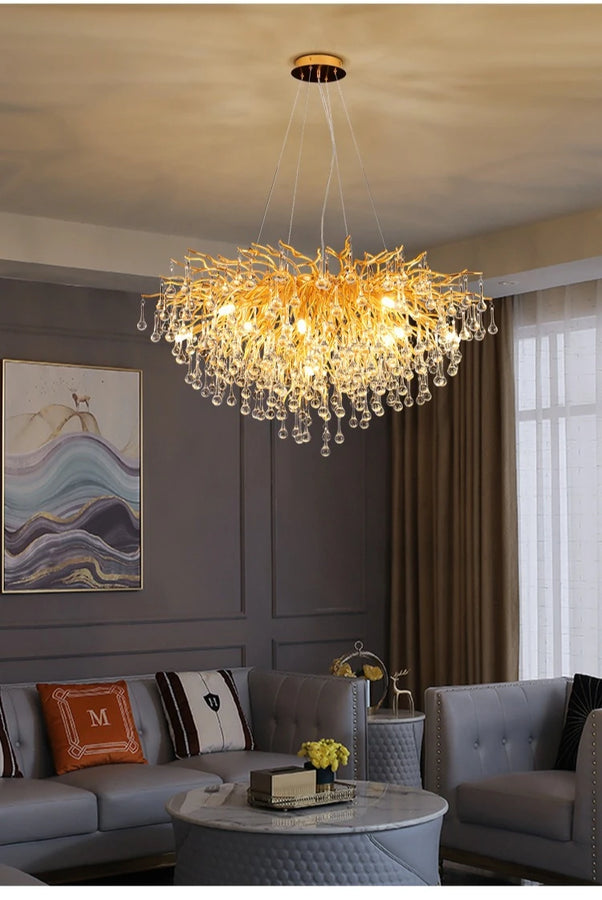 Randi Cascade Cristal et Métal Doré Luxueux