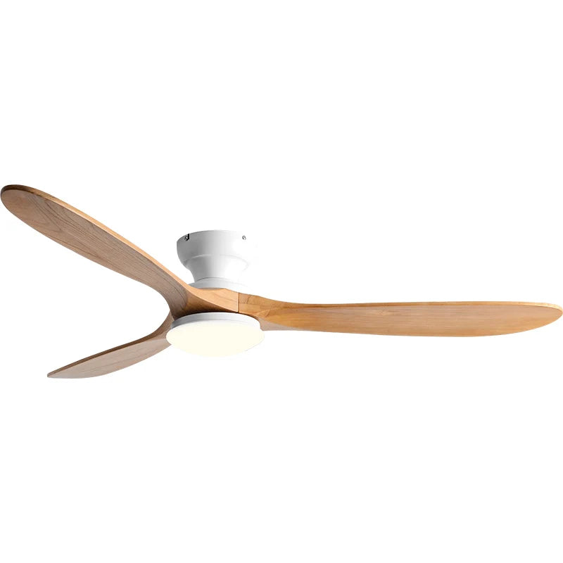 Ventilateur de Plafond Bois Massif avec Éclairage LED