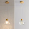 Suspension Cloche Verre Transparent et Bois Naturel - Cuisine Chambre Salon — Campanio