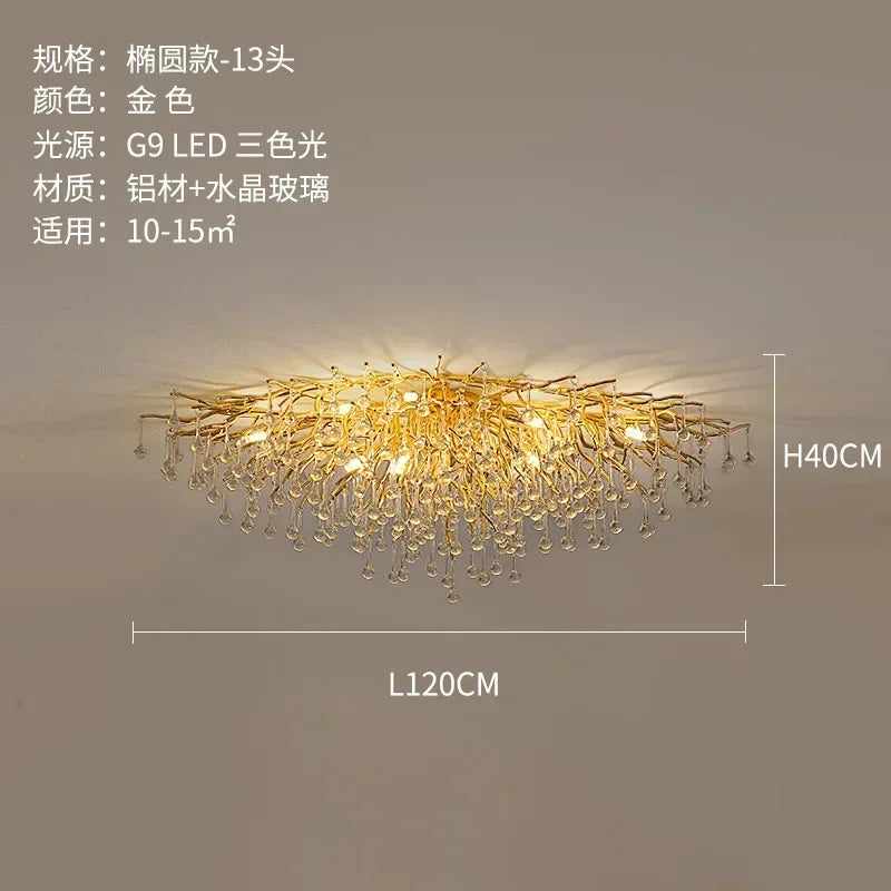 Randi Cascade Cristal et Métal Doré Luxueux