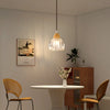 Suspension Cloche Verre Transparent et Bois Naturel - Cuisine Chambre Salon — Campanio