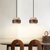 Suspension Cylindre Bois Foncé et Béton Brut - Chambre Salon Cuisine — Fuseau