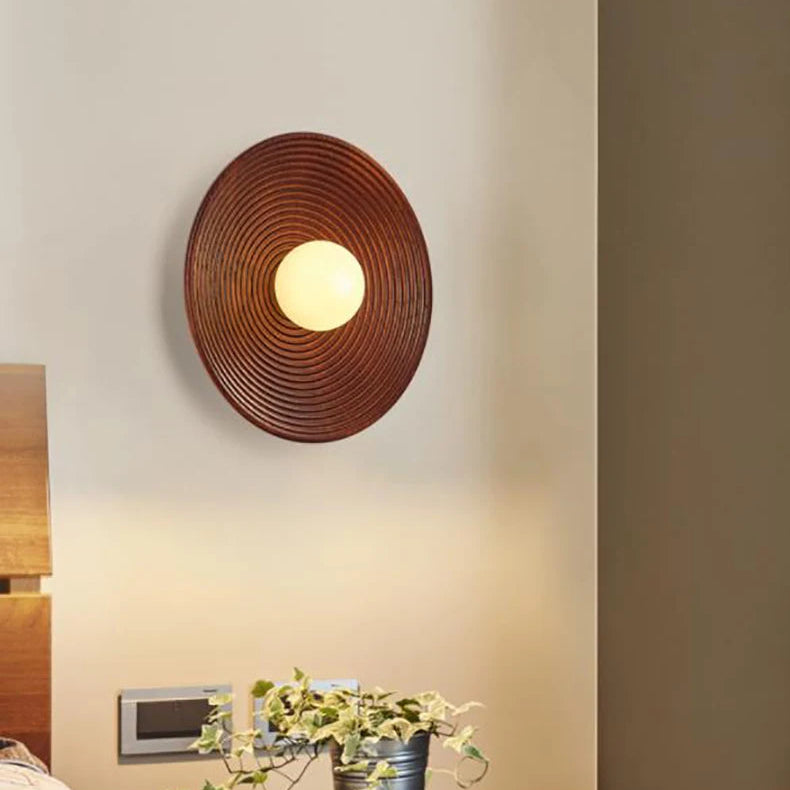 Applique Murale Bois Naturel Disque Rond Texturé Ronde - Chambre Salon Salle de Bain — Éclat
