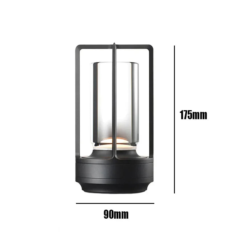 Lampe de Table Cylindre Verre Transparent et Métal Doré - Chambre Bureau Salon — Canna