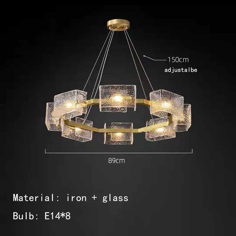 Bruges Anneau Verre Texturé et Laiton Doré