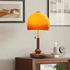 Lampe de Table Dôme Verre Ambré et Bois Sombre - Chambre Bureau Salon — Voûte