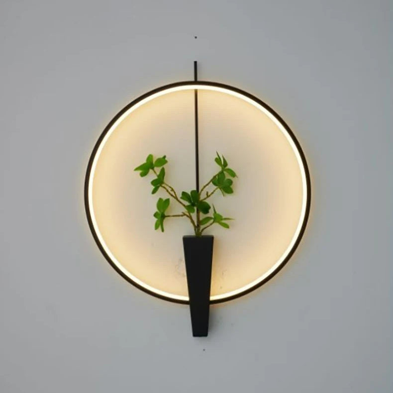Applique Murale Anneau Métal Noir et Verre Épuré Design Moderne Noire Ronde - Chambre Salle de Bain Salon — Orbit