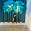 Lampadaire Plumes Blanches et Métal Doré Art Déco - Salon Bureau Chambre — Aigrette