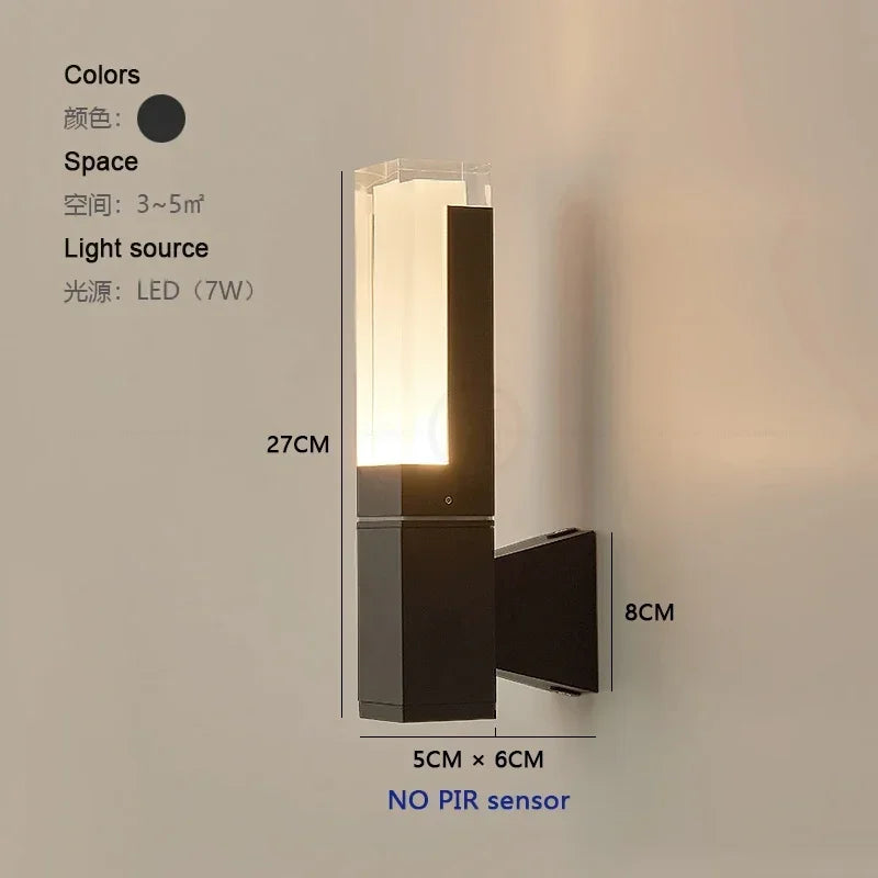 Cylindre Verre Transparent et Métal Noir — Lumio