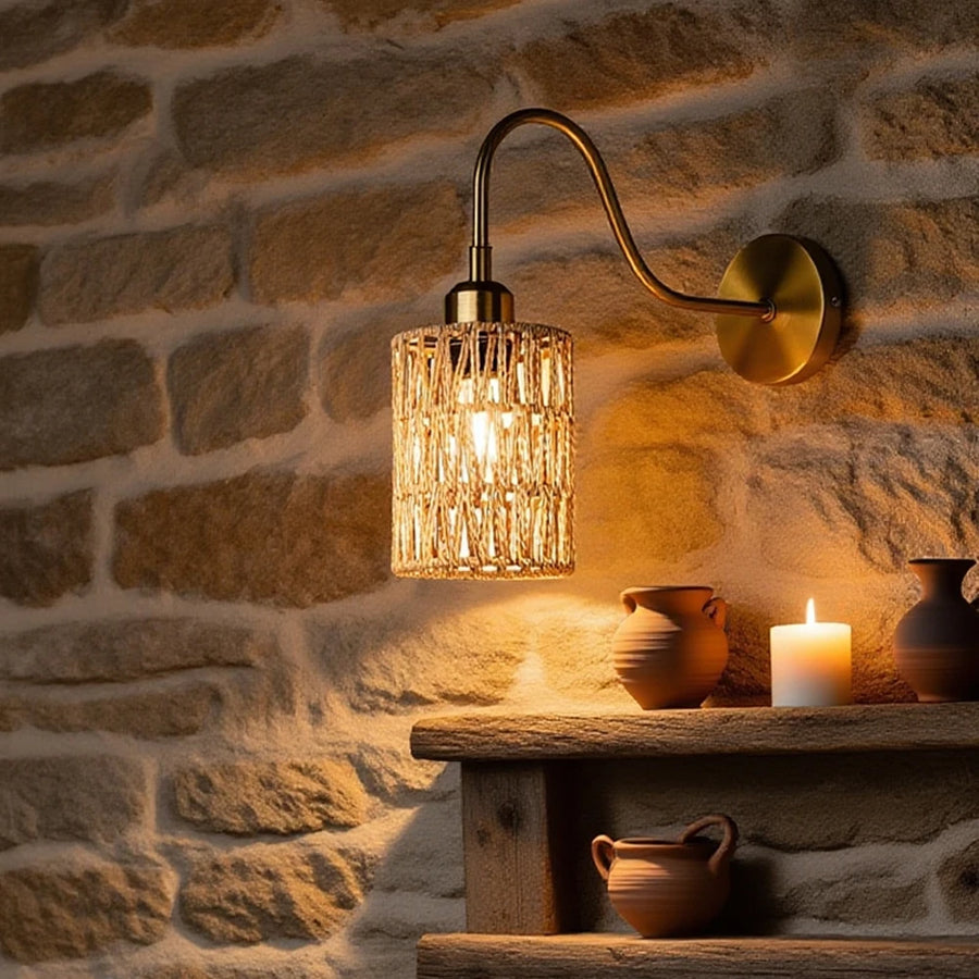 Applique Murale Cylindre Laiton Doré et Verre Opalin Dorée - Chambre Salle de Bain Salon — Peplum