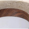 Plafonnier Béton Brut et Bois Naturel Anneau LED - Salon Cuisine Chambre — Quantum