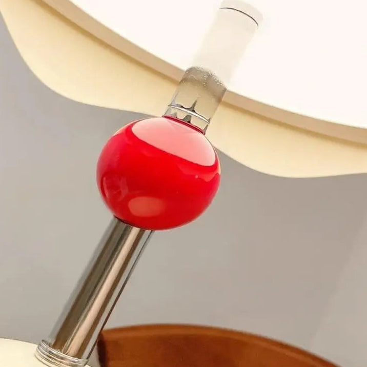 Lampe de Table Sphère Métal Blanc et Rouge Art Déco - Chambre Bureau Salon — Oxys