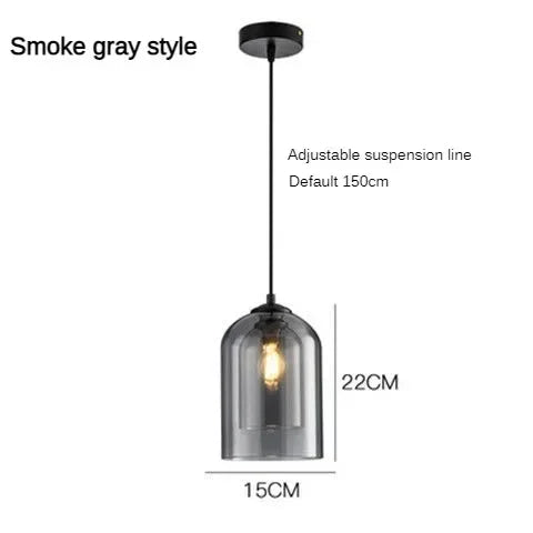 Orm Cloche Verre Fumé et Métal Noir