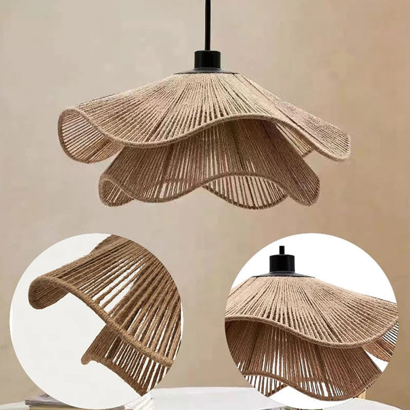 Suspension Vagues Tissu Blanc Sculptural Design - Chambre Salon Cuisine — Lumio