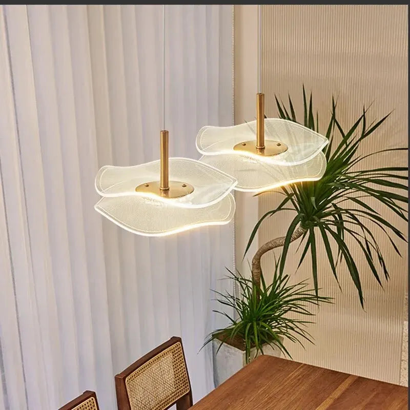 Ayasha Feuille Verre Transparent et Laiton Épuré
