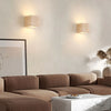 Applique Murale Demi-Sphère Céramique Beige et Bois - Chambre Salon Salle de Bain — Luna