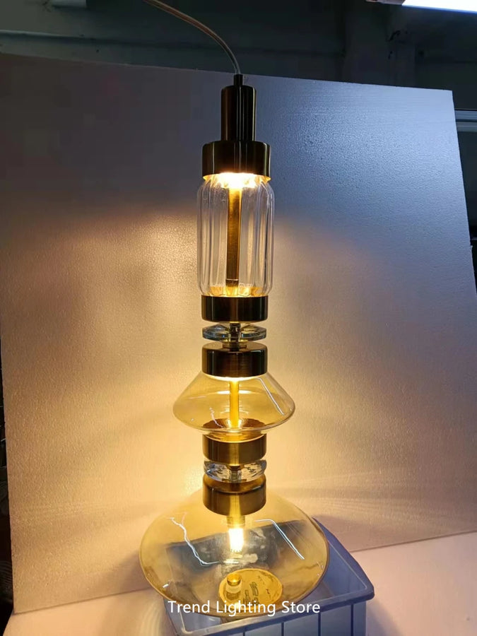 Lidia Cylindres Verre Facetté Ambre et Transparent