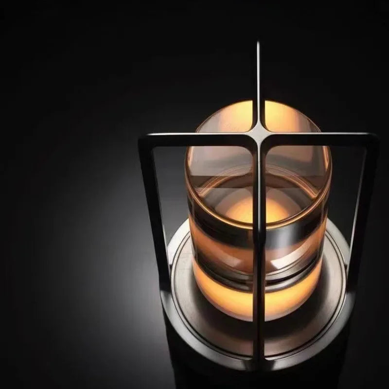 Lampe de Table Cylindre Verre Transparent et Métal Doré - Chambre Bureau Salon — Canna
