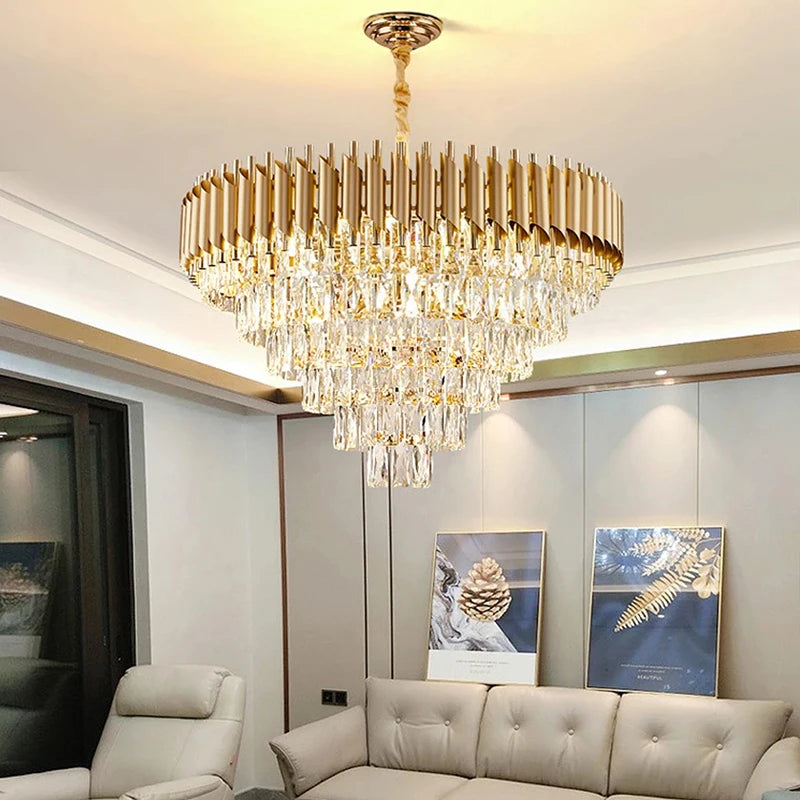 Luísa Cascade Cristal et Métal Doré Art Déco
