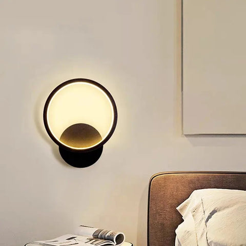 Applique Murale Anneau Métal Noir et Éclat Doré Noire Ronde - Chambre Salon Salle de Bain — Lumio