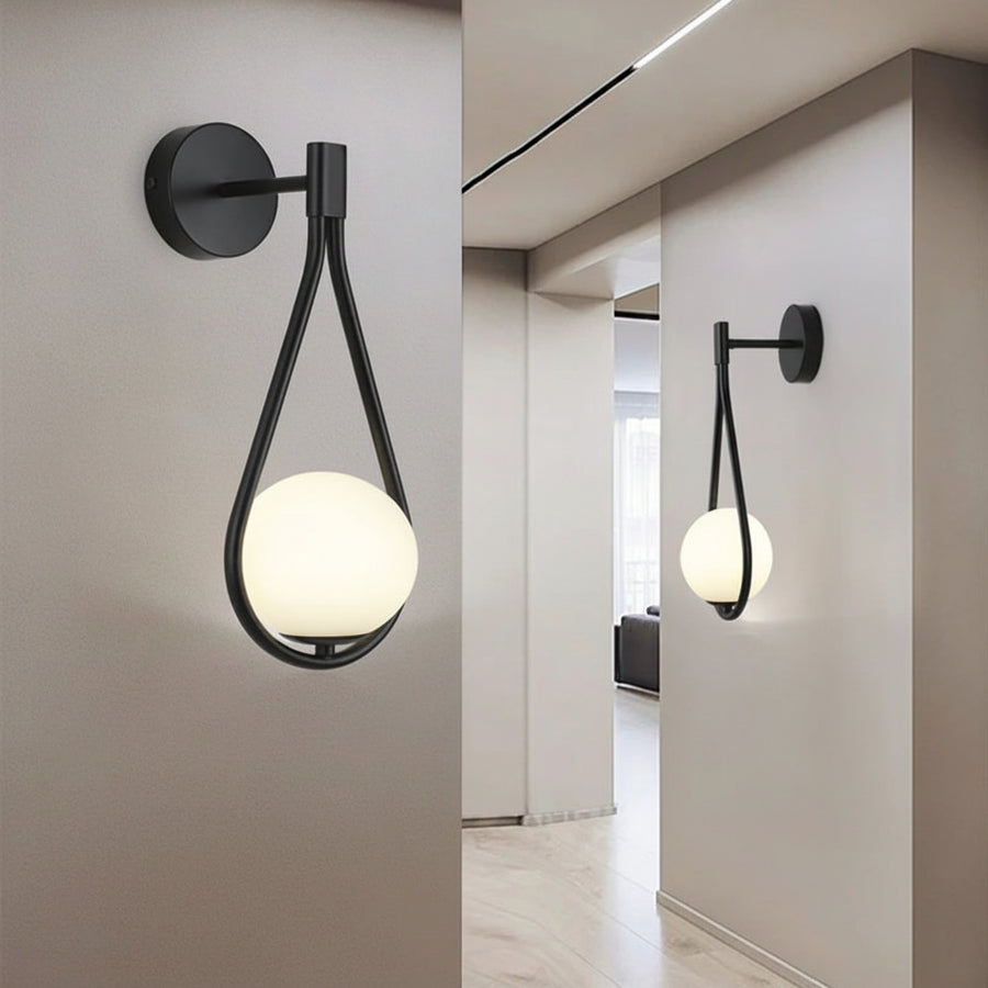 Applique Murale Goutte Métal Noir et Laiton Brillant Noire - Chambre Salon Salle de Bain — Ekua